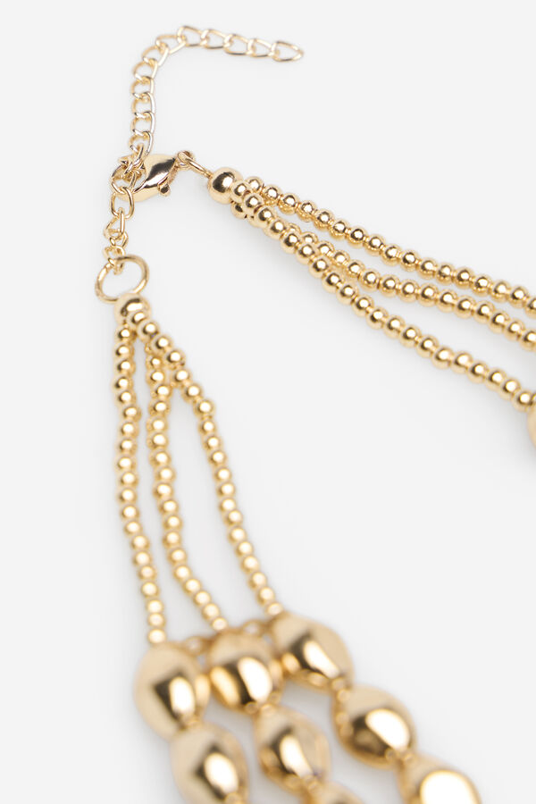 Cortefiel Gold beaded necklace Yellow