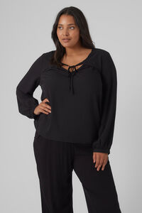 Cortefiel Women's top with long sleeves and V-neck Black