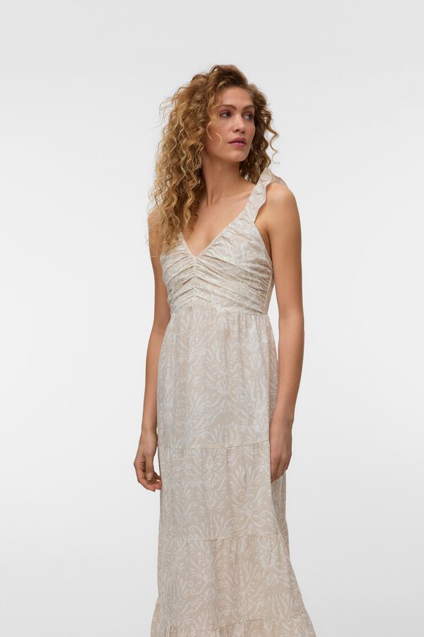 Vero Moda Vestido midi em algod&atilde;o Tostado