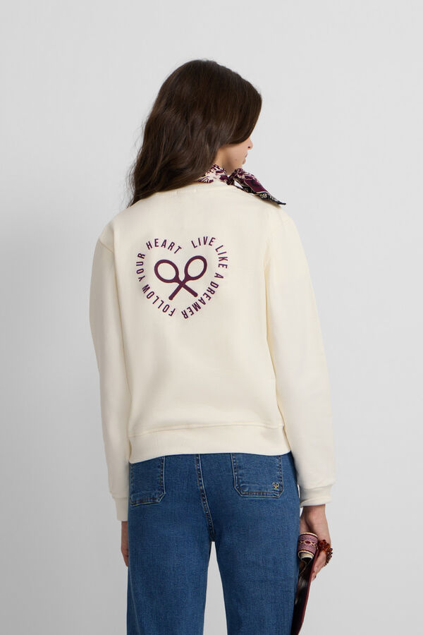 Silbon Sweatshirt feminino com estampa xadrez Ecru