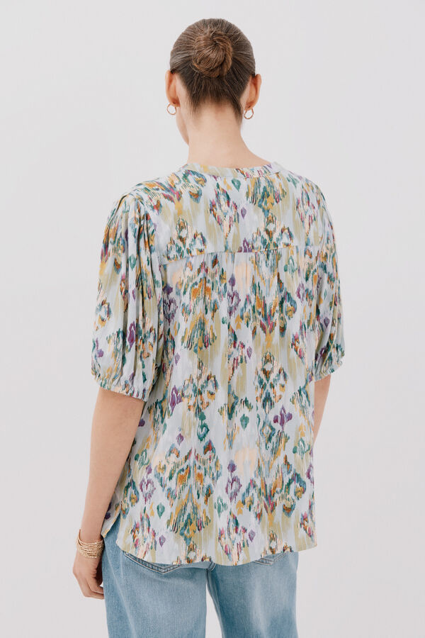 Cortefiel Short-sleeved blouse Printed green