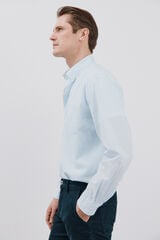 Cortefiel Striped seersucker shirt Blue