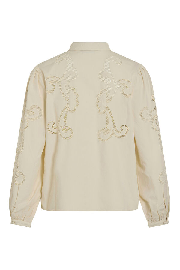 Vila Camisa vazada de algod&atilde;o org&acirc;nico Tostado