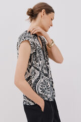 Cortefiel Basic T-shirt without mandarin collar Printed white