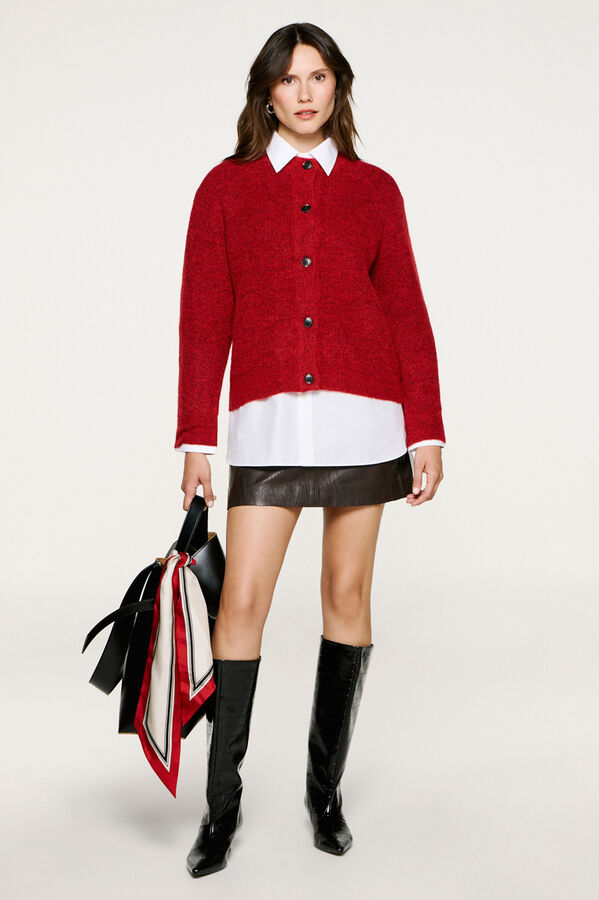 Selected Femme Cárdigan lana y alpaca. Rojo