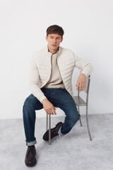 Cortefiel Cardig&atilde; de tecido combinada Tostado