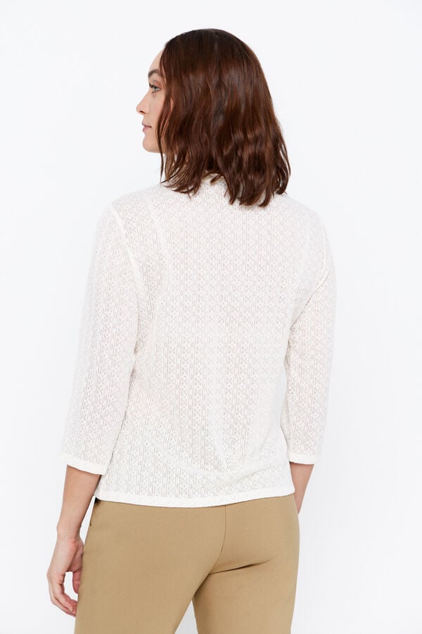 Cortefiel Floral fabric top Ivory