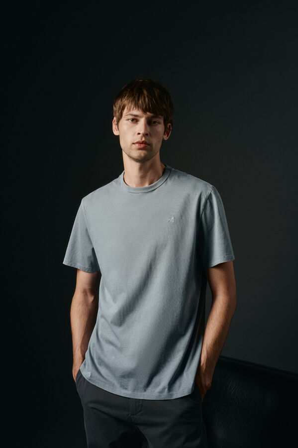 OOTO Basic T-shirt with airplane embroidered Blue