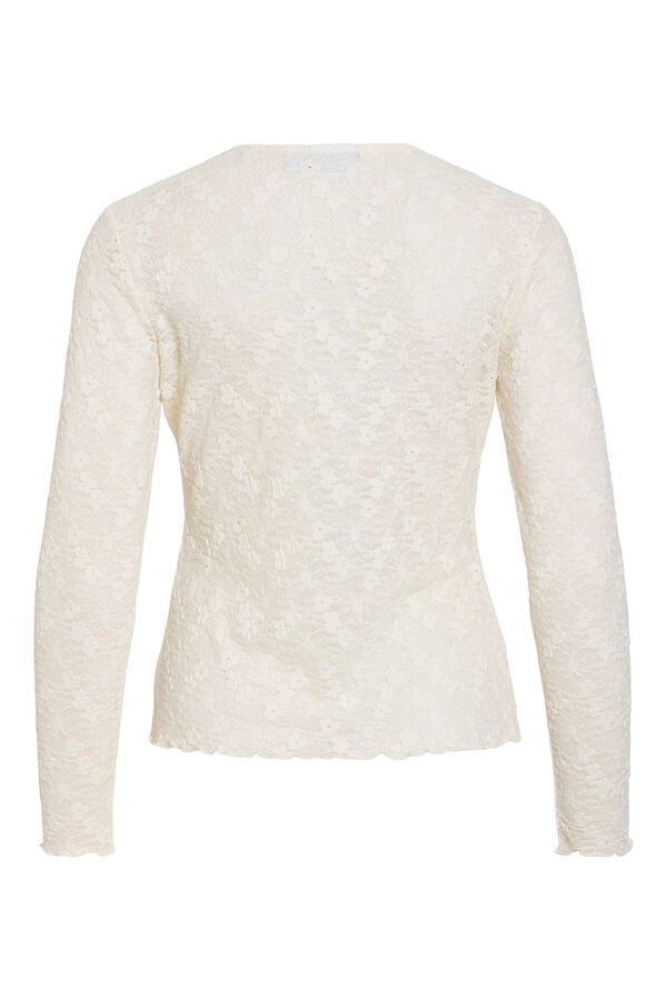 Vila T-shirt de renda floral Branco