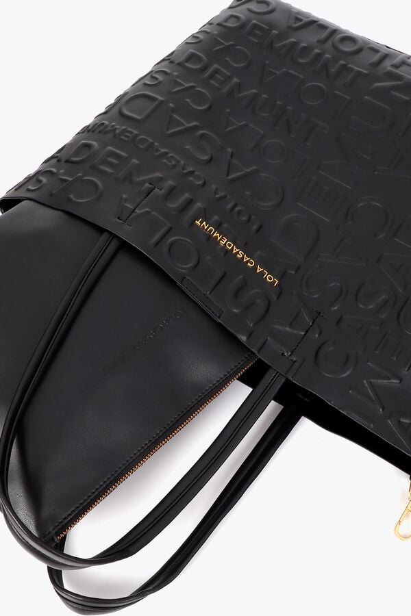 Lola Casademunt Mala tote bag b&aacute;sica monograma Preto