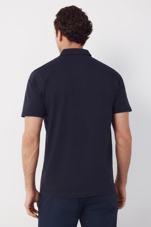 Cortefiel Plain pocket polo shirt Navy