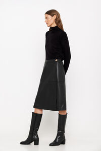 Cortefiel Faux leather mini wrap skirt Black