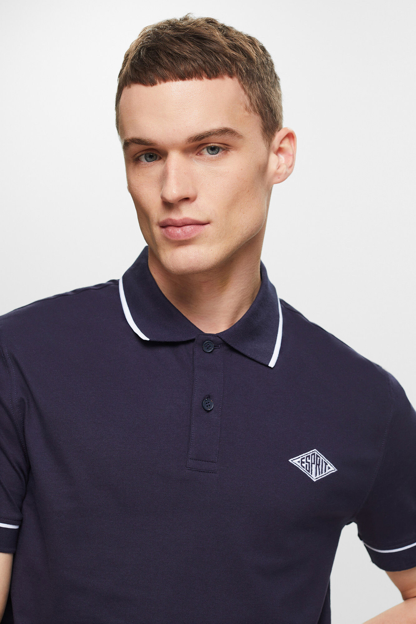Plain slim fit short sleeved cotton polo shirt Men s polo shirts
