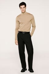 Selected Camisola de gola alta 100% lã merino Castanho