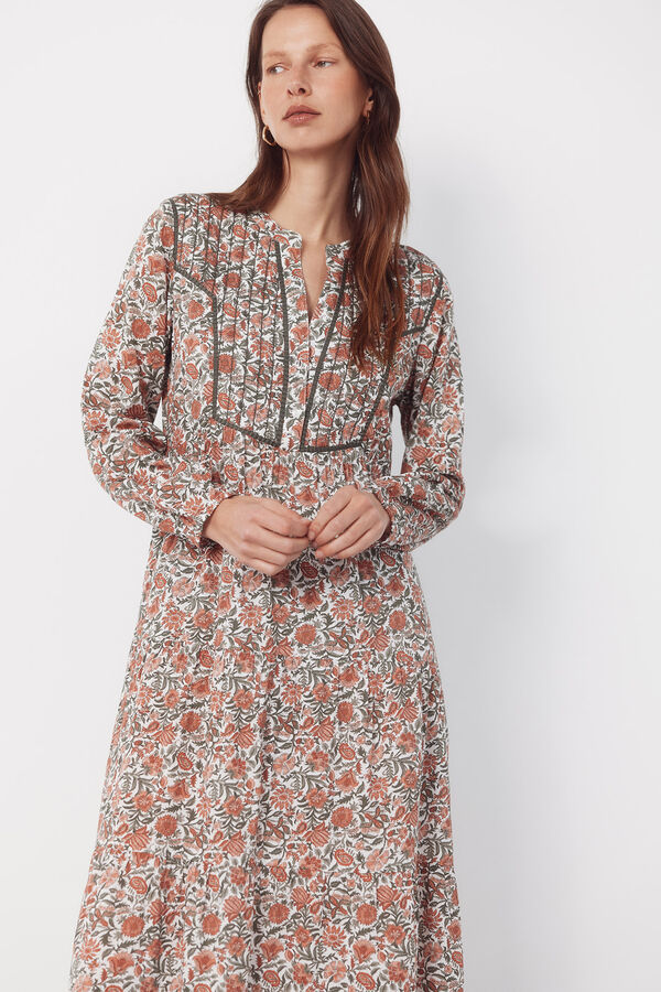 Cortefiel Fluid printed dress Printed white