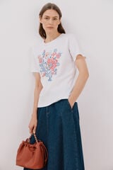 Cortefiel Floral printed t-shirt White