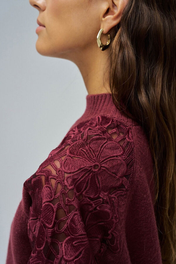 Salsa Jeans Camisola de malha com renda Vermelho