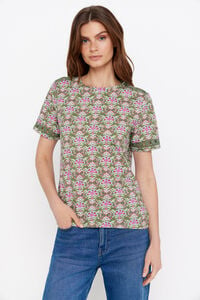 Cortefiel Camiseta cinta floral Estampado verde