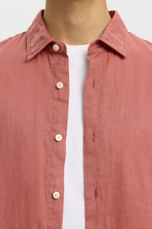 Selected Camisa de manga comprida em linho Subiu