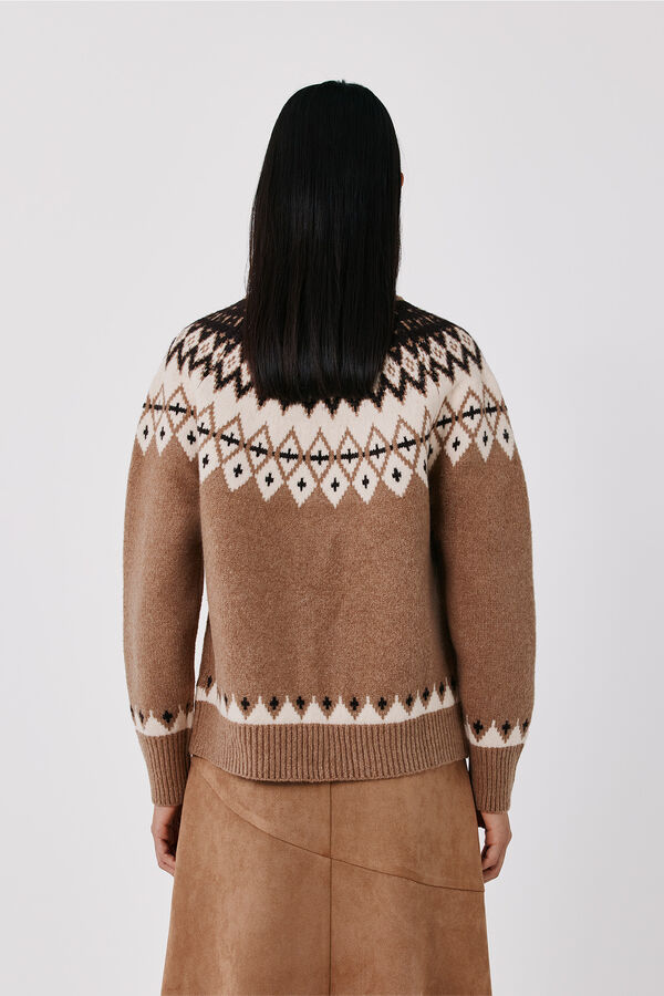 Cortefiel Positional jacquard jumper Beige