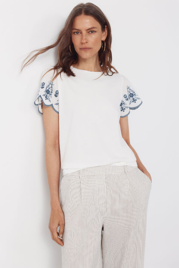 Cortefiel Manga com mangas bordado Azul