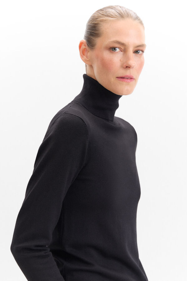 Cortefiel Polo neck jumper Black