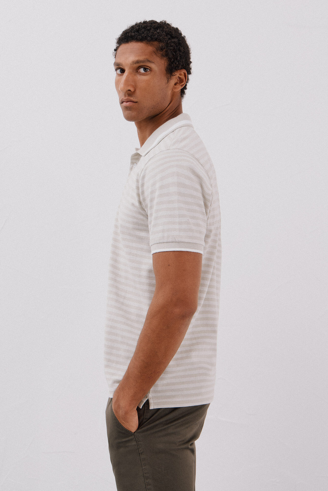Cortefiel Oxford striped polo shirt