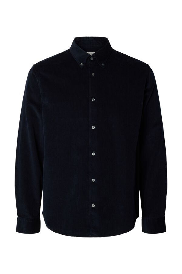 Selected Camisa de bombazina 100% algod&atilde;o org&acirc;nico Azul