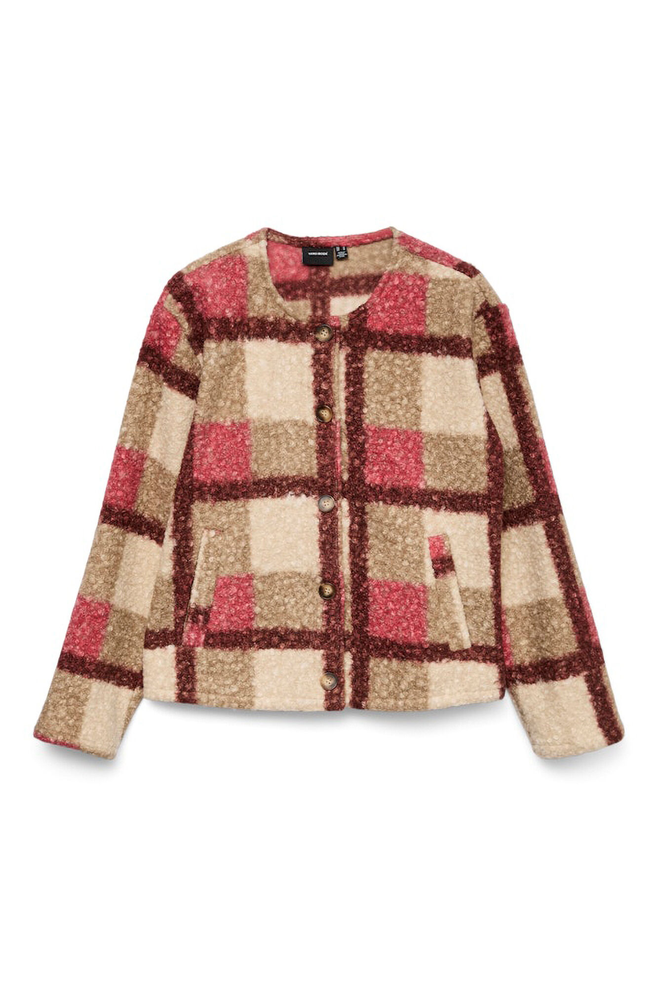 Vero Moda Casaco de borrego com estampado xadrez