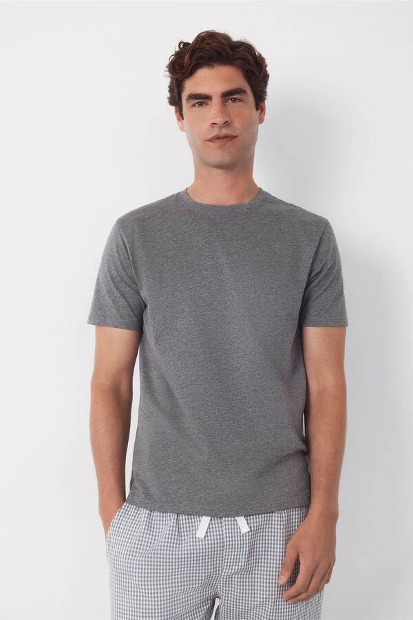 Cortefiel Set de pijama punto y tela Gris