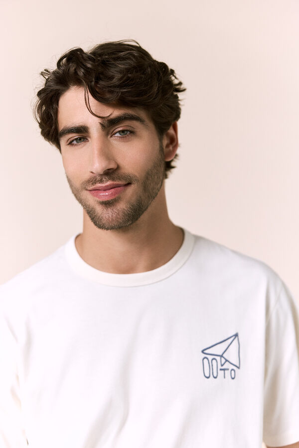 OOTO T-shirt avi&atilde;o pequeno Ecru