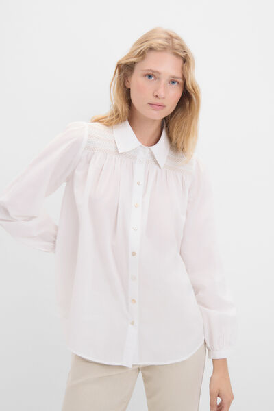 Cortefiel embroidered yoke shirt White