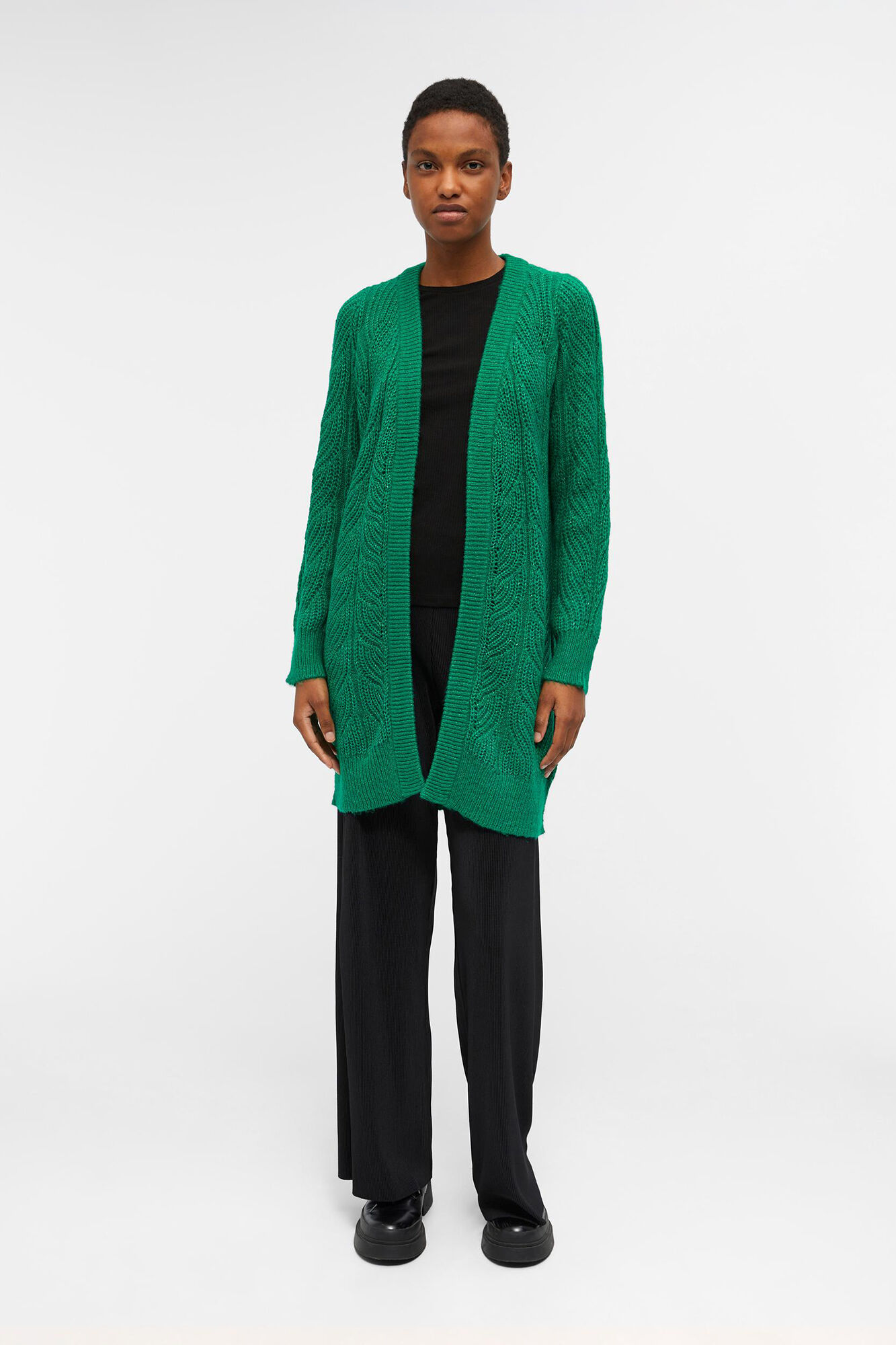 Long cable top knit cardigans