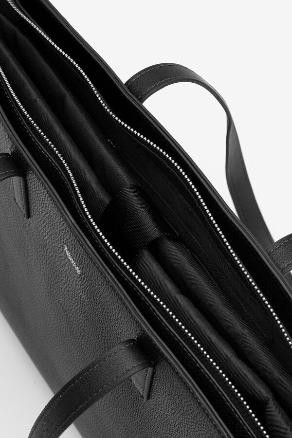 Cortefiel Textured office bag Black