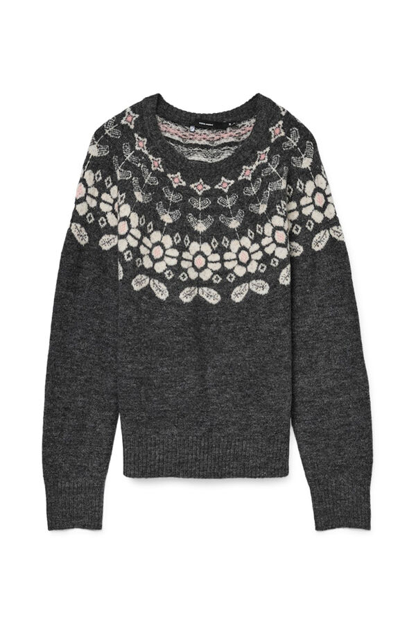 Vero Moda Camisola estampado de manga comprida feminino Cinzento