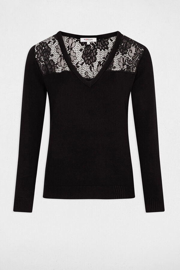 Cortefiel V- neckline and lace jersey Black