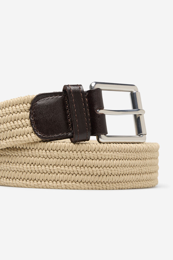 Cortefiel Elastic braided belt Beige
