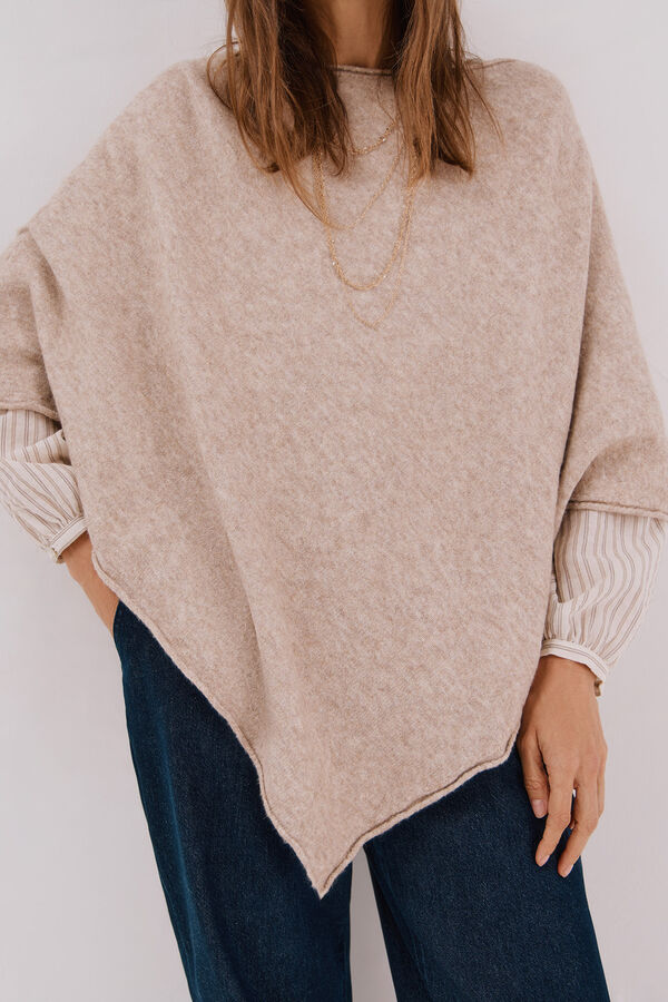 Cortefiel Soft touch poncho Beige