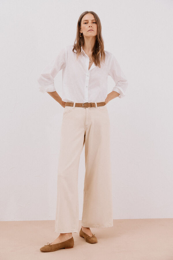 Cortefiel Long palazzo jeans  Ivory