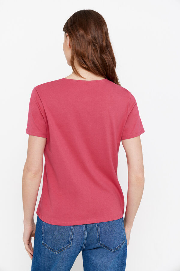 Cortefiel Camiseta bordada Rosa