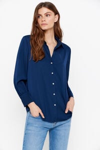 Cortefiel Camisa satinada Azul marino