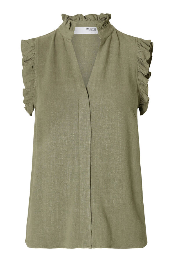 Selected Femme Blouse with ruffle detail Grey