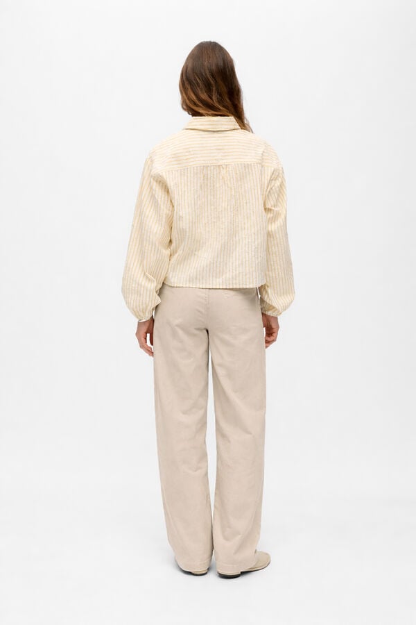 Object Striped embroidered shirt Beige