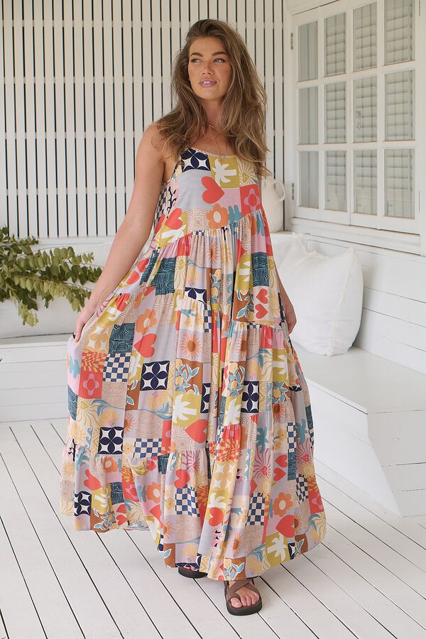 Jaase Vestido comprido boho Impress&atilde;o