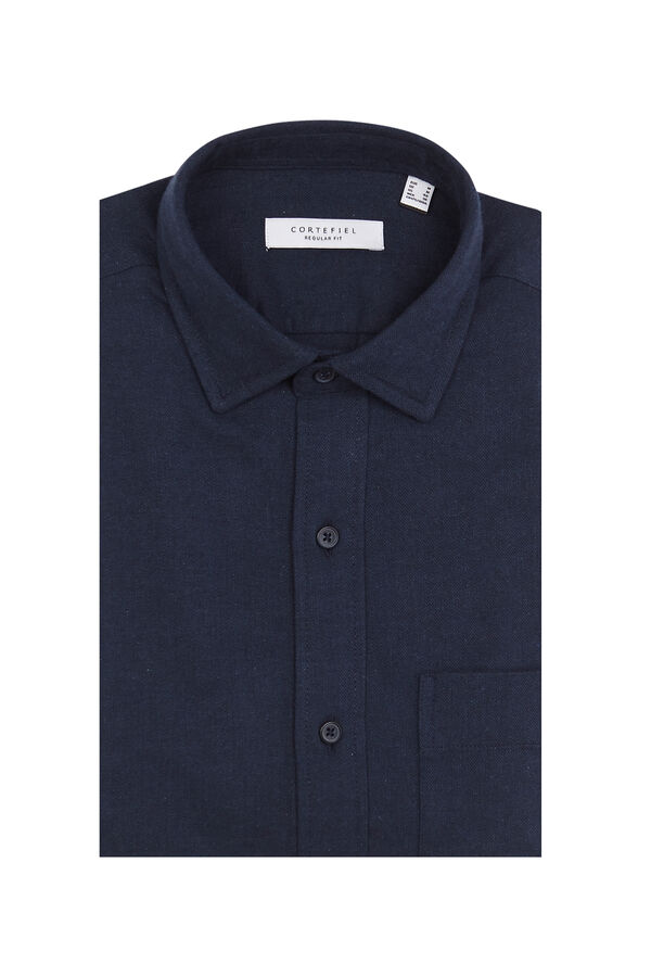 Cortefiel Flannel herringbone shirt Navy