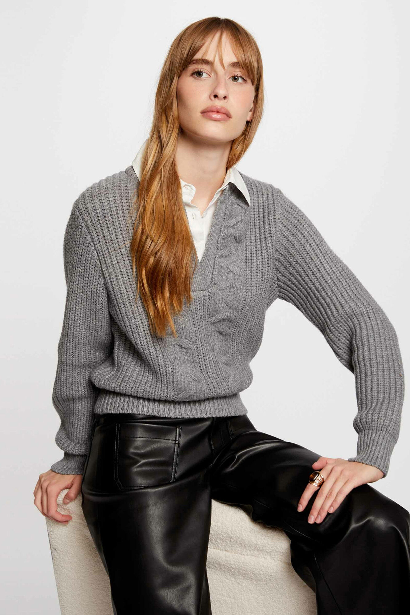 Jersey cuello tipo camisa Jerseis y cardigans de mujer Cortefiel