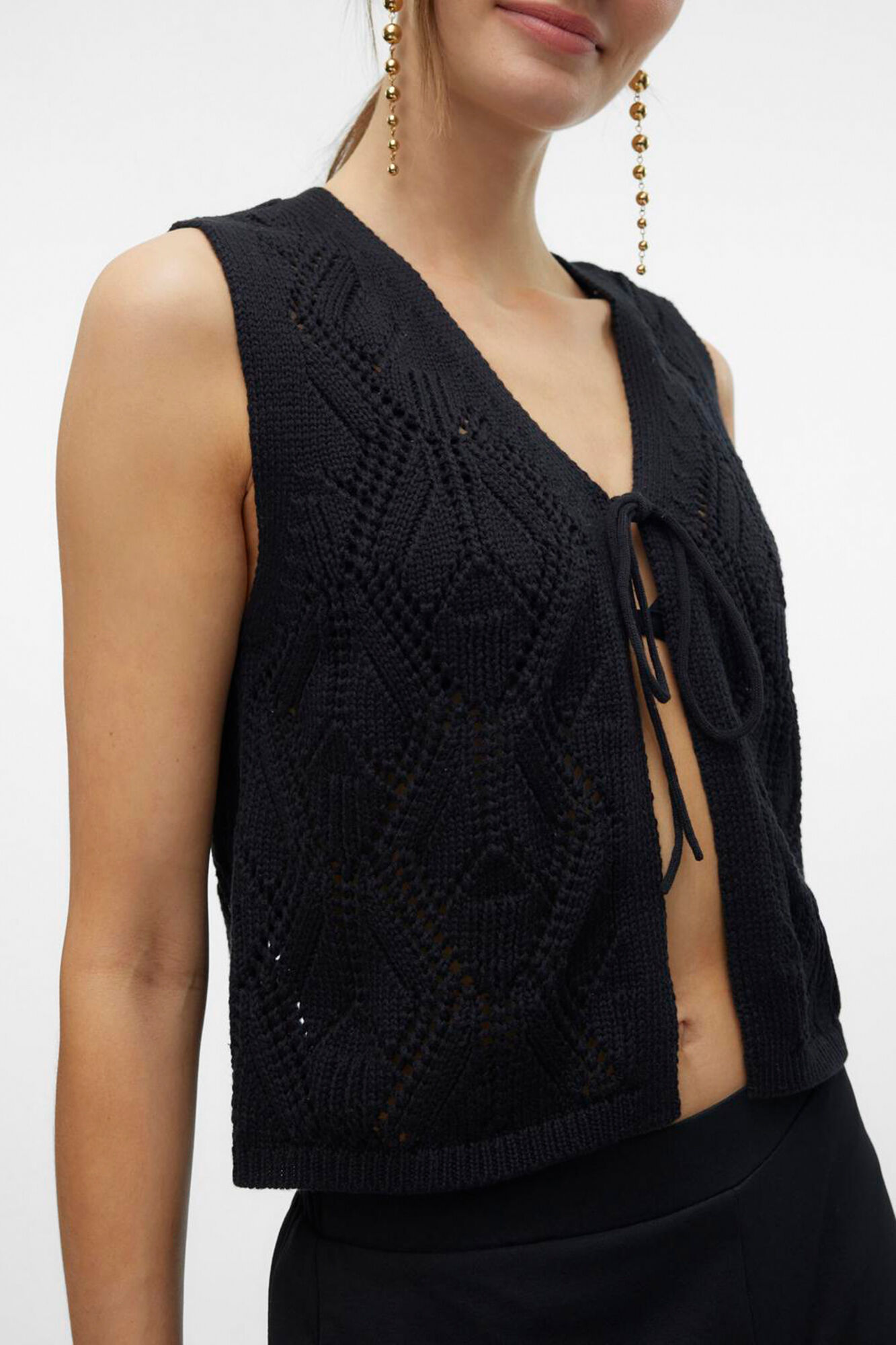 Chaleco punto negro mujer online