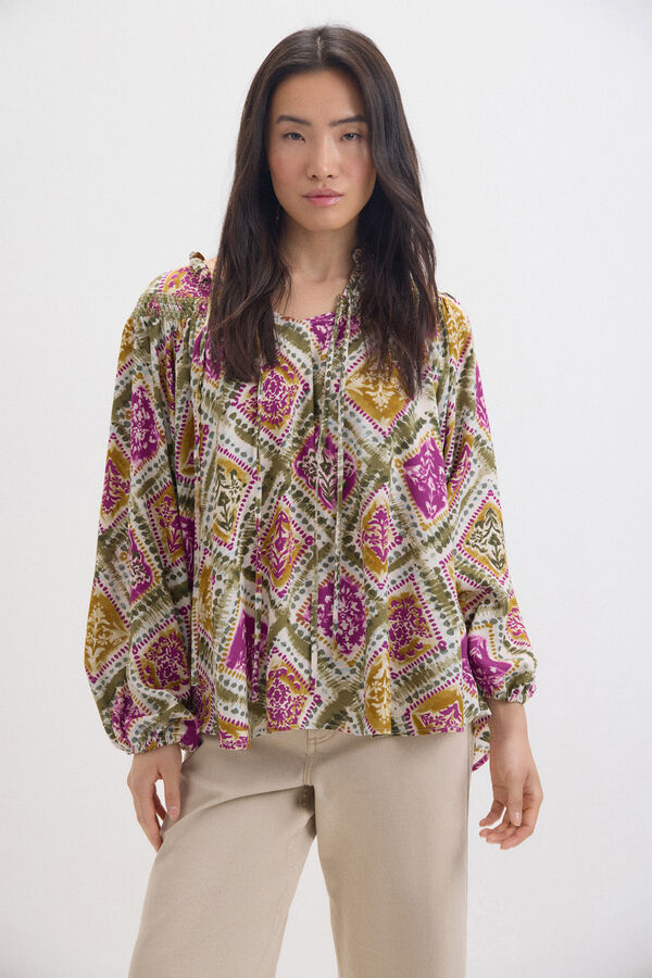 Cortefiel Blusa estampada  Multicolorido