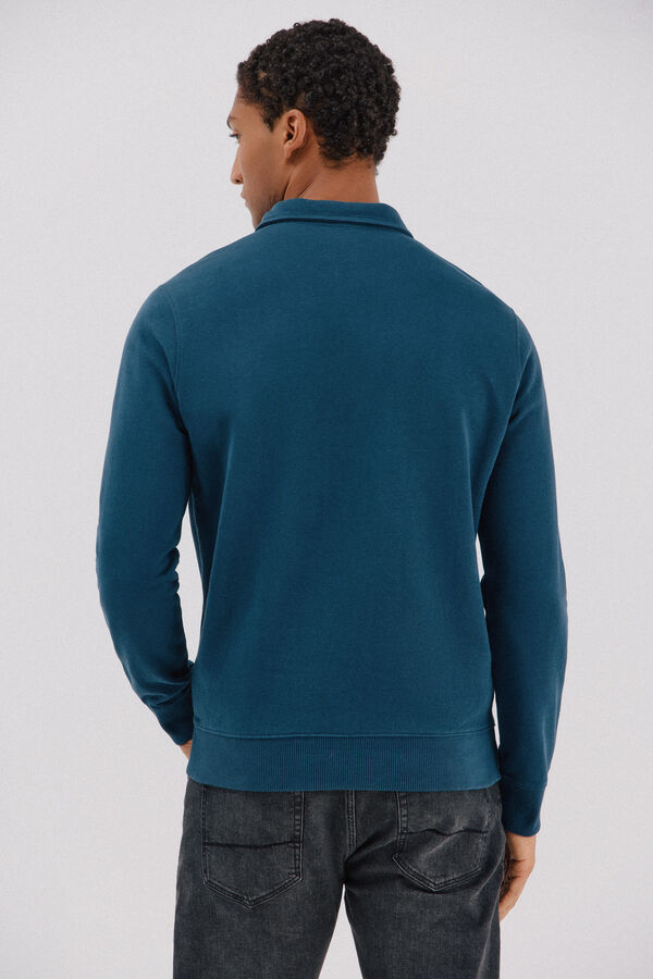Cortefiel Polo shirt neck sweatshirt  Blue