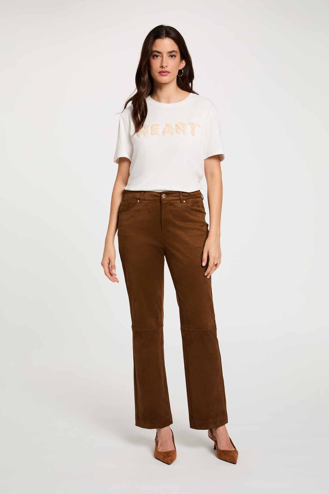 Morgan Suede straight trousers
